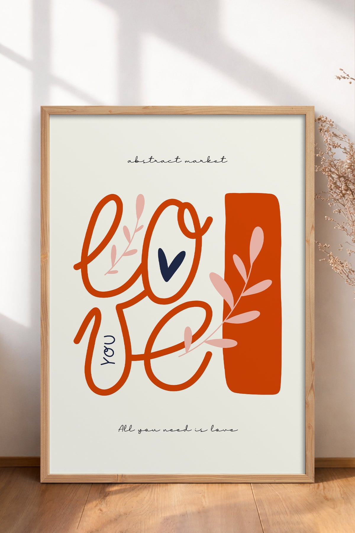 HOMEPACK Ahşap Çerçeveli Tablo Çerçeveli Poster Sanatsal Modern Duvar Dekoru FLOWER-130