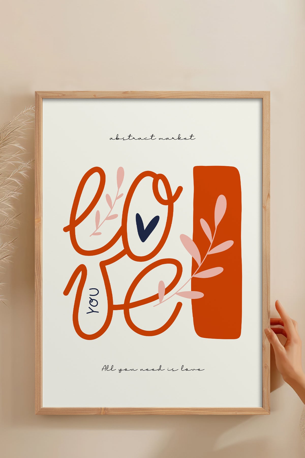 HOMEPACK Ahşap Çerçeveli Tablo Çerçeveli Poster Sanatsal Modern Duvar Dekoru FLOWER-130