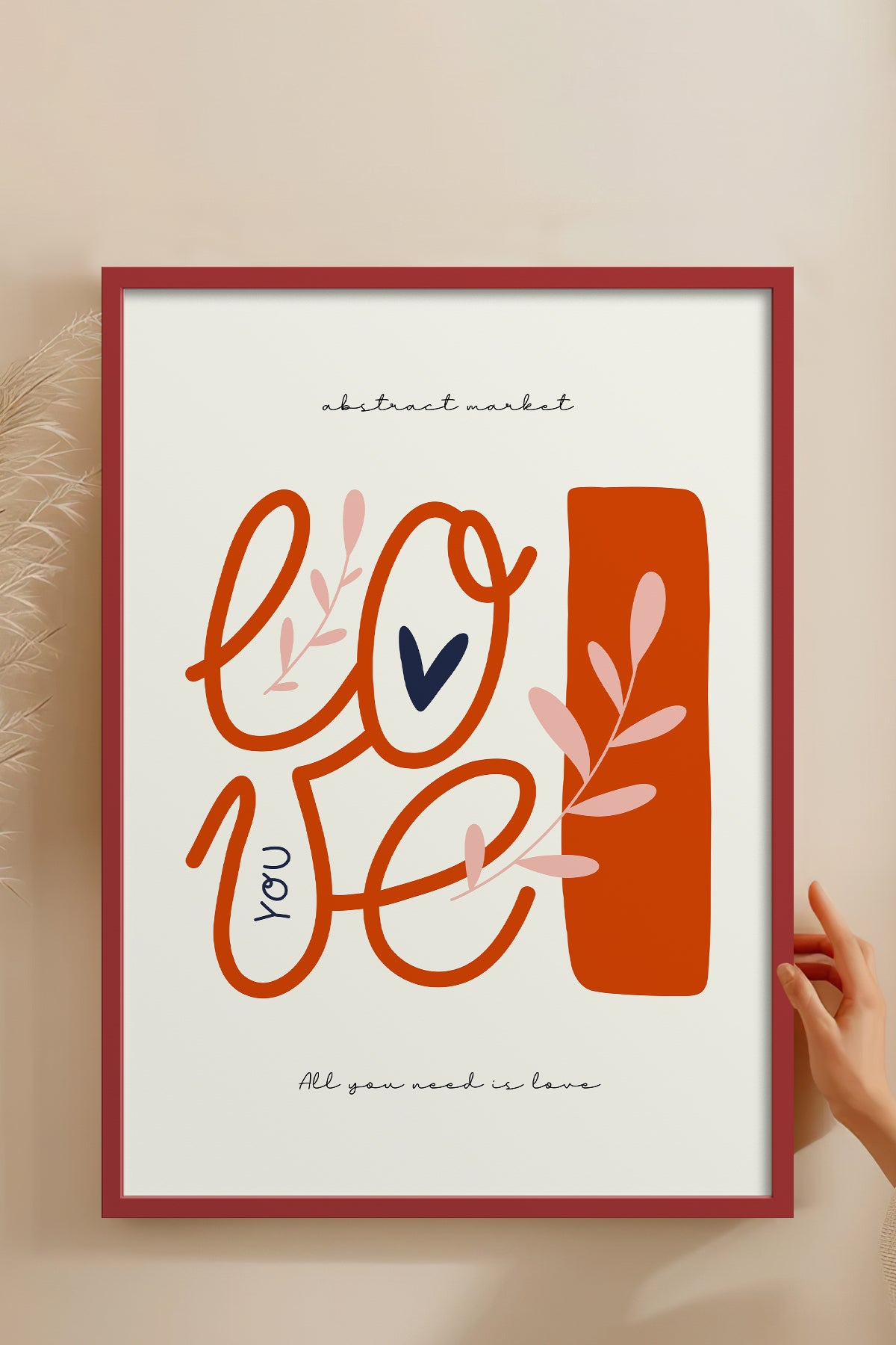 HOMEPACK Ahşap Çerçeveli Tablo Çerçeveli Poster Sanatsal Modern Duvar Dekoru FLOWER-130
