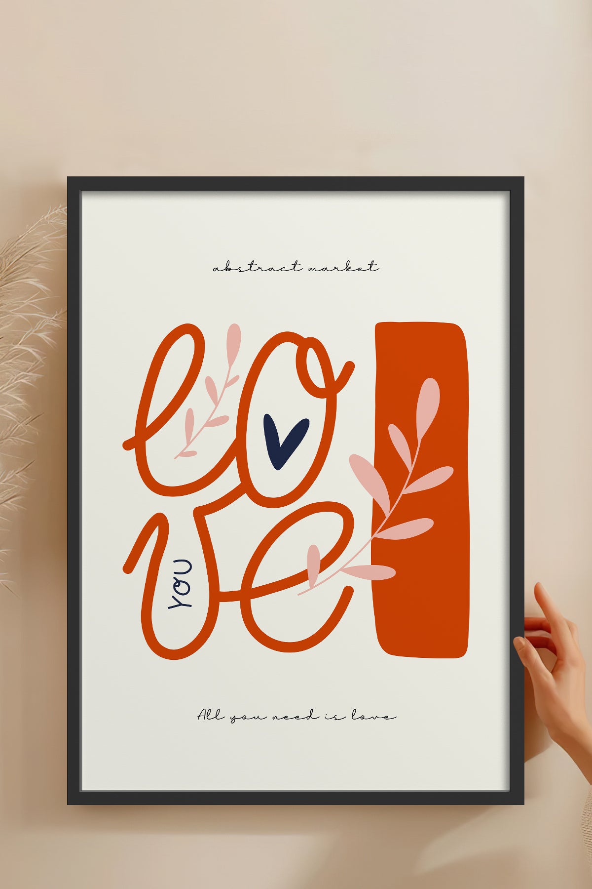 HOMEPACK Ahşap Çerçeveli Tablo Çerçeveli Poster Sanatsal Modern Duvar Dekoru FLOWER-130