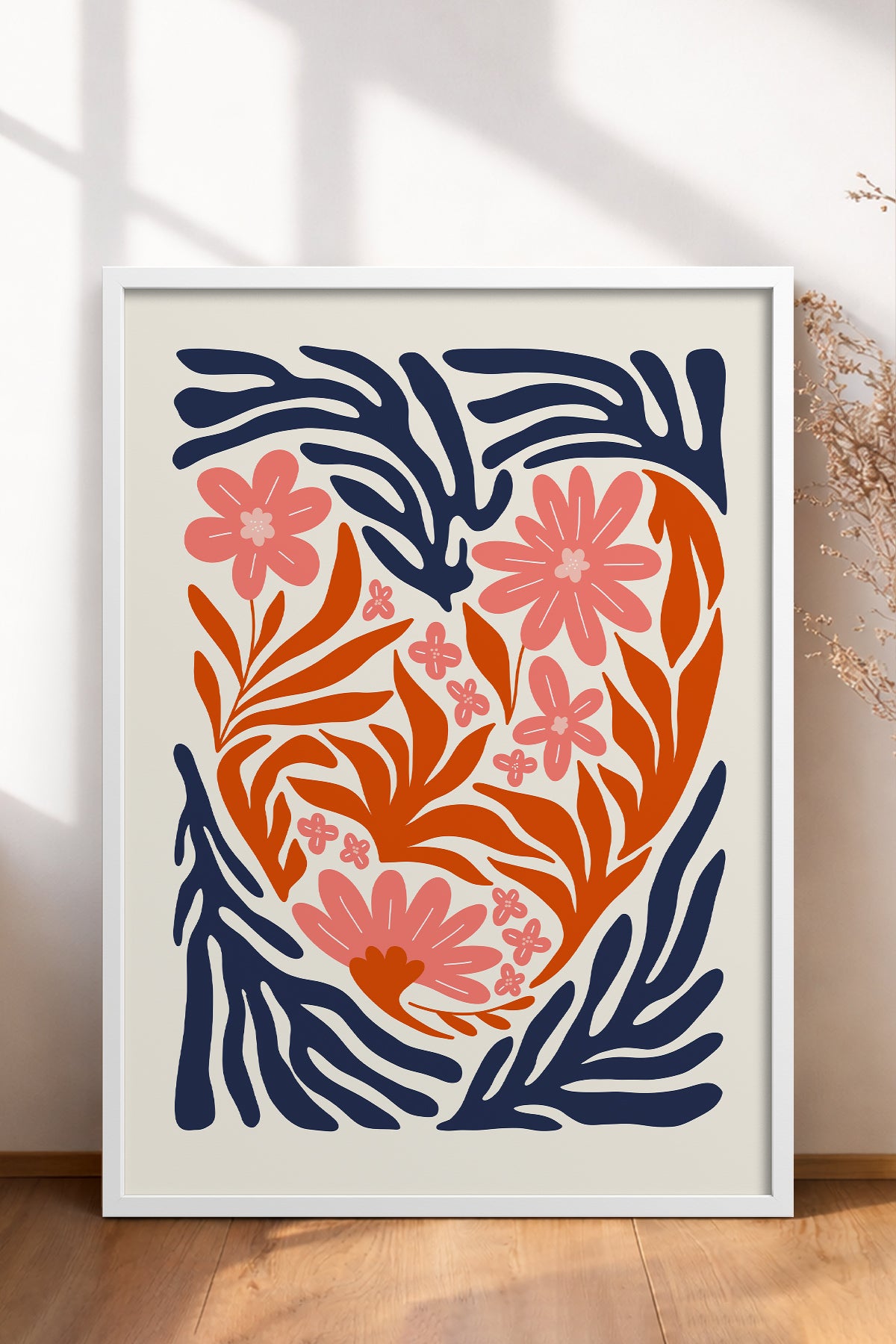 HOMEPACK Ahşap Çerçeveli Tablo Çerçeveli Poster Sanatsal Modern Duvar Dekoru FLOWER-131