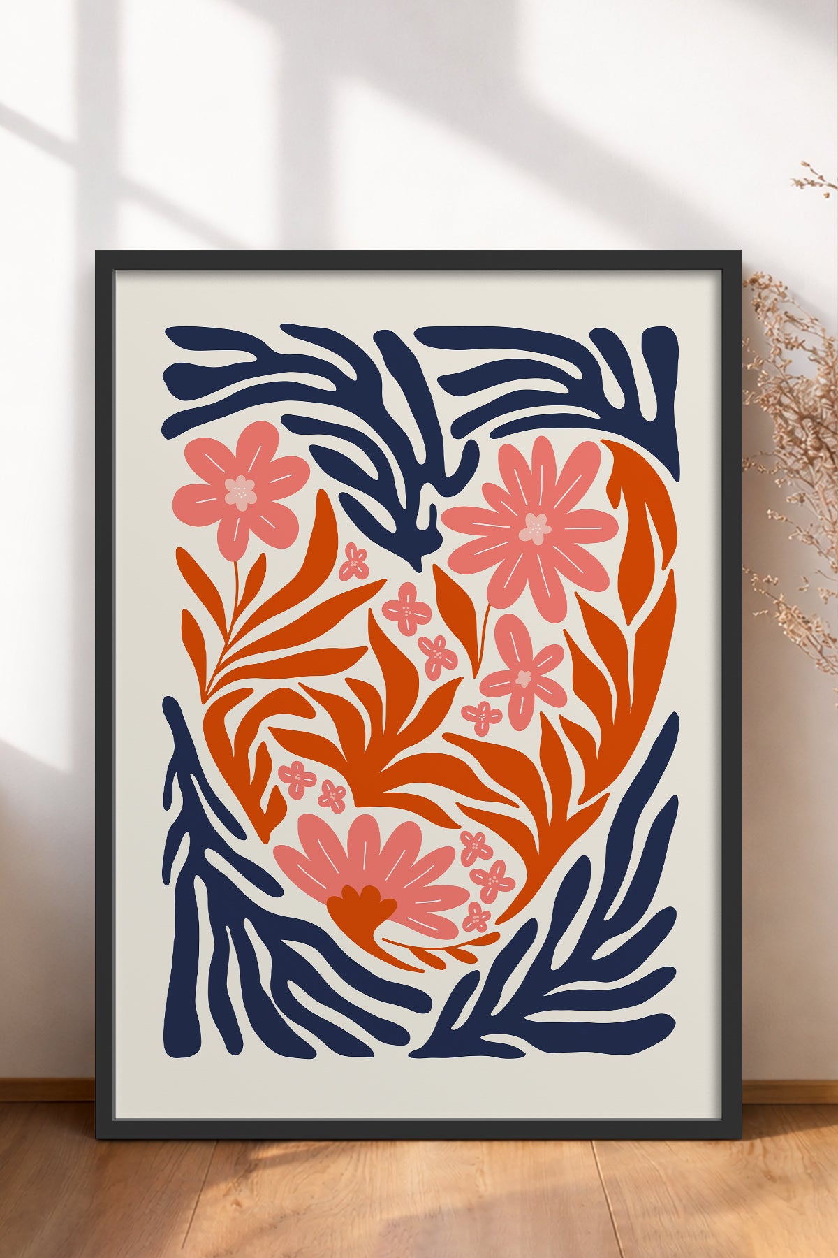 HOMEPACK Ahşap Çerçeveli Tablo Çerçeveli Poster Sanatsal Modern Duvar Dekoru FLOWER-131