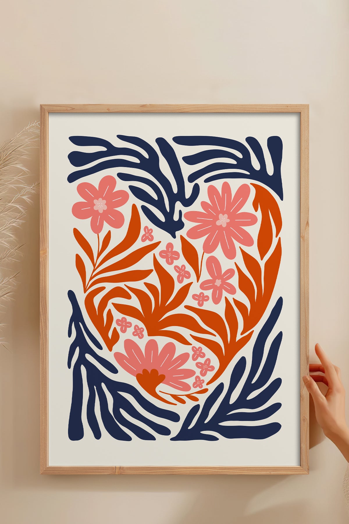 HOMEPACK Ahşap Çerçeveli Tablo Çerçeveli Poster Sanatsal Modern Duvar Dekoru FLOWER-131