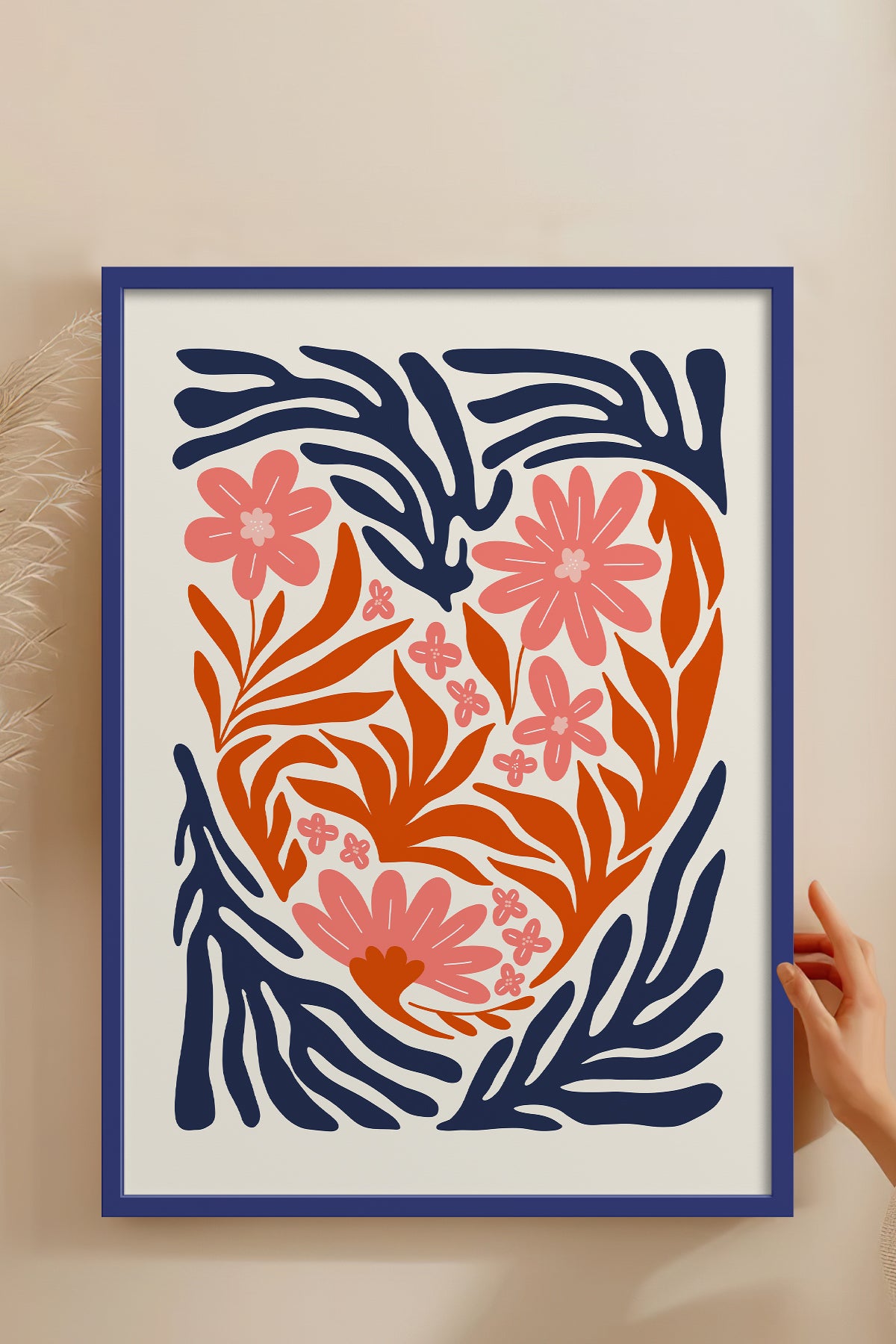 HOMEPACK Ahşap Çerçeveli Tablo Çerçeveli Poster Sanatsal Modern Duvar Dekoru FLOWER-131