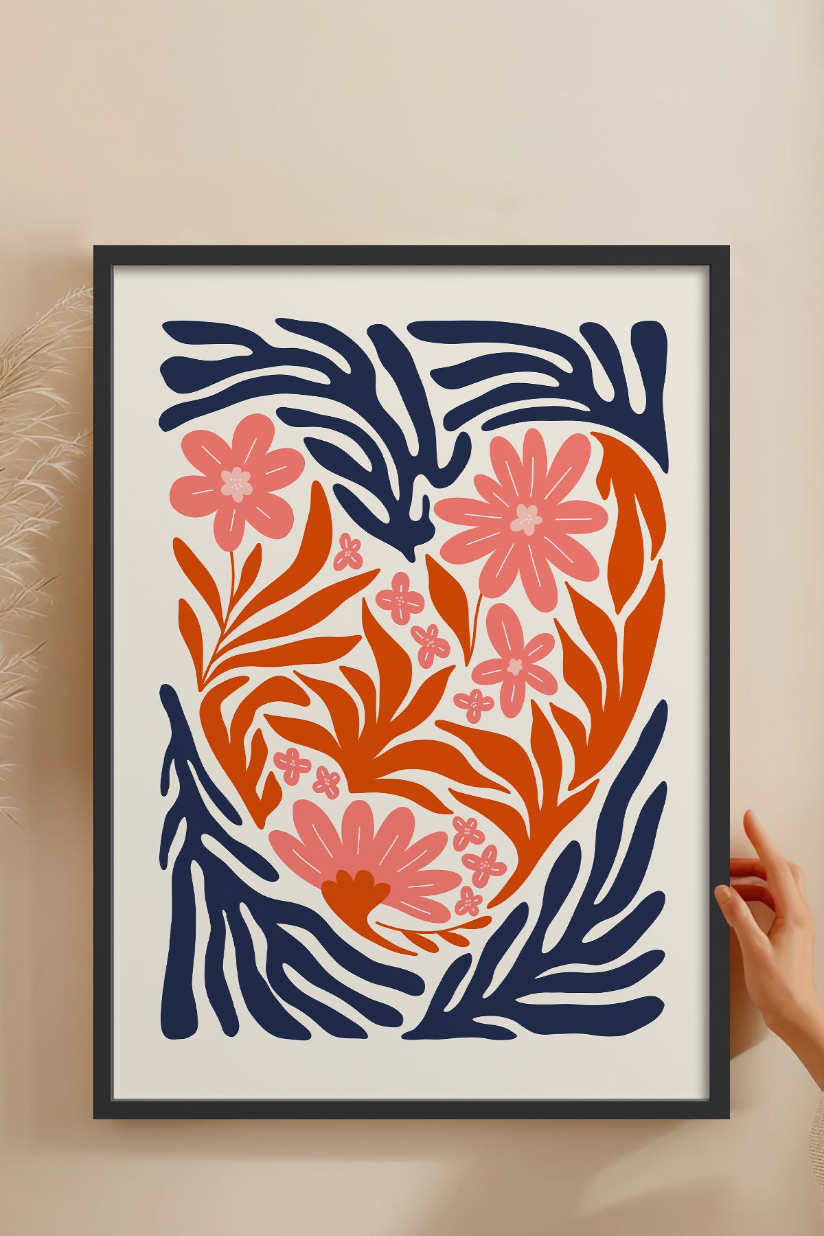HOMEPACK Ahşap Çerçeveli Tablo Çerçeveli Poster Sanatsal Modern Duvar Dekoru FLOWER-131