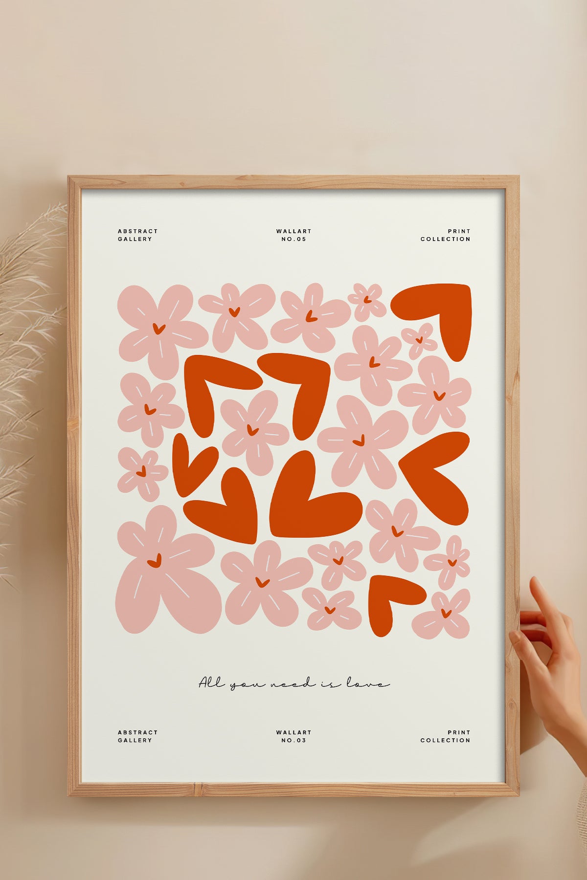 HOMEPACK Ahşap Çerçeveli Tablo Çerçeveli Poster Sanatsal Modern Duvar Dekoru FLOWER-132