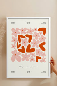 HOMEPACK Ahşap Çerçeveli Tablo Çerçeveli Poster Sanatsal Modern Duvar Dekoru FLOWER-132