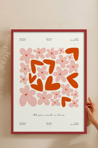 HOMEPACK Ahşap Çerçeveli Tablo Çerçeveli Poster Sanatsal Modern Duvar Dekoru FLOWER-132
