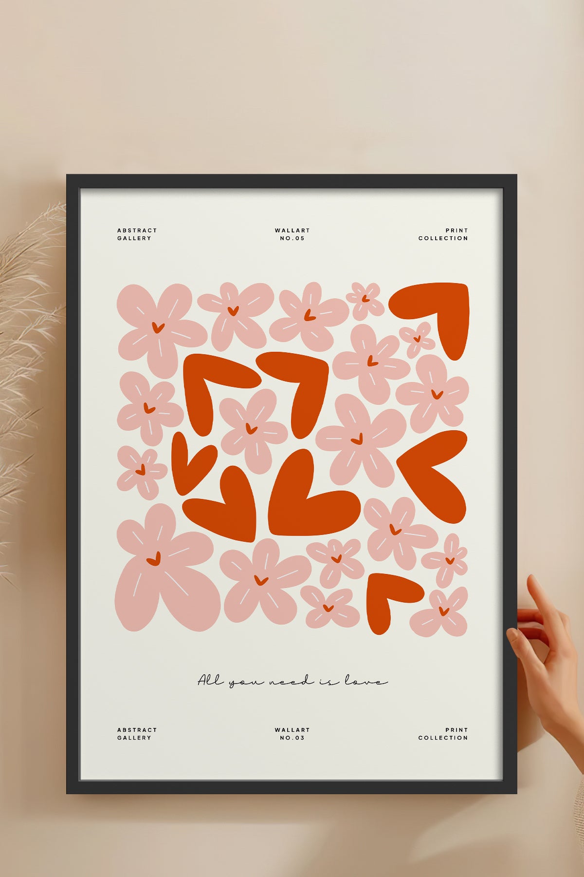HOMEPACK Ahşap Çerçeveli Tablo Çerçeveli Poster Sanatsal Modern Duvar Dekoru FLOWER-132