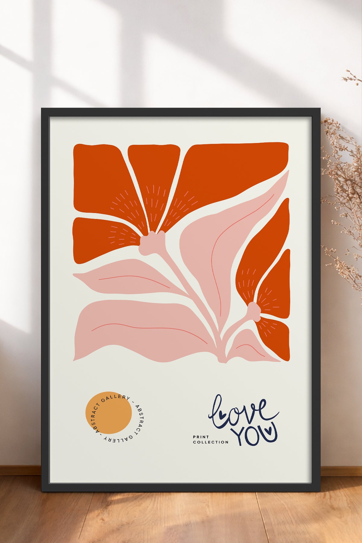 HOMEPACK Ahşap Çerçeveli Tablo Çerçeveli Poster Sanatsal Modern Duvar Dekoru FLOWER-133