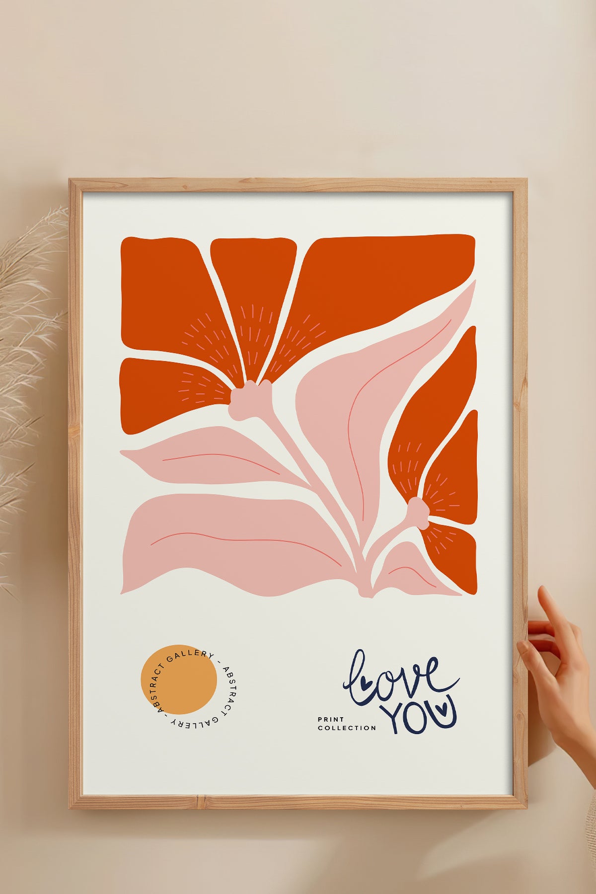 HOMEPACK Ahşap Çerçeveli Tablo Çerçeveli Poster Sanatsal Modern Duvar Dekoru FLOWER-133