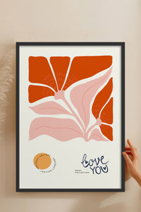 HOMEPACK Ahşap Çerçeveli Tablo Çerçeveli Poster Sanatsal Modern Duvar Dekoru FLOWER-133