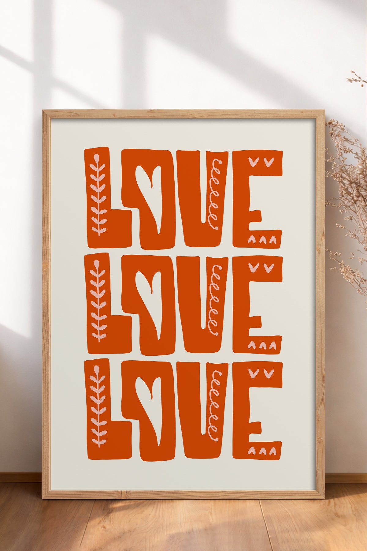 HOMEPACK Ahşap Çerçeveli Tablo Çerçeveli Poster Sanatsal Modern Duvar Dekoru FLOWER-134