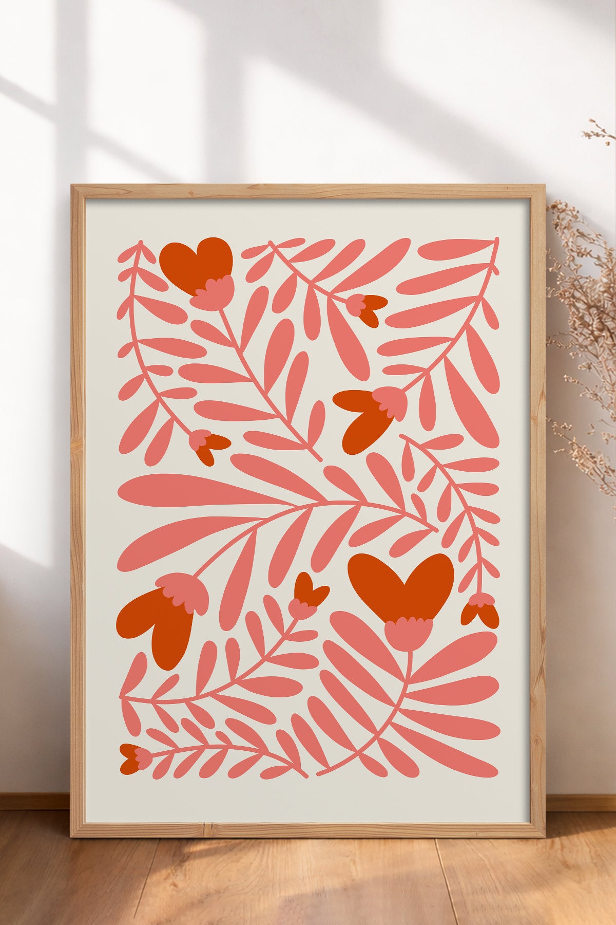 HOMEPACK Ahşap Çerçeveli Tablo Çerçeveli Poster Sanatsal Modern Duvar Dekoru FLOWER-135