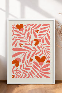 HOMEPACK Ahşap Çerçeveli Tablo Çerçeveli Poster Sanatsal Modern Duvar Dekoru FLOWER-135