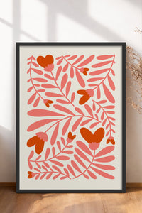 HOMEPACK Ahşap Çerçeveli Tablo Çerçeveli Poster Sanatsal Modern Duvar Dekoru FLOWER-135