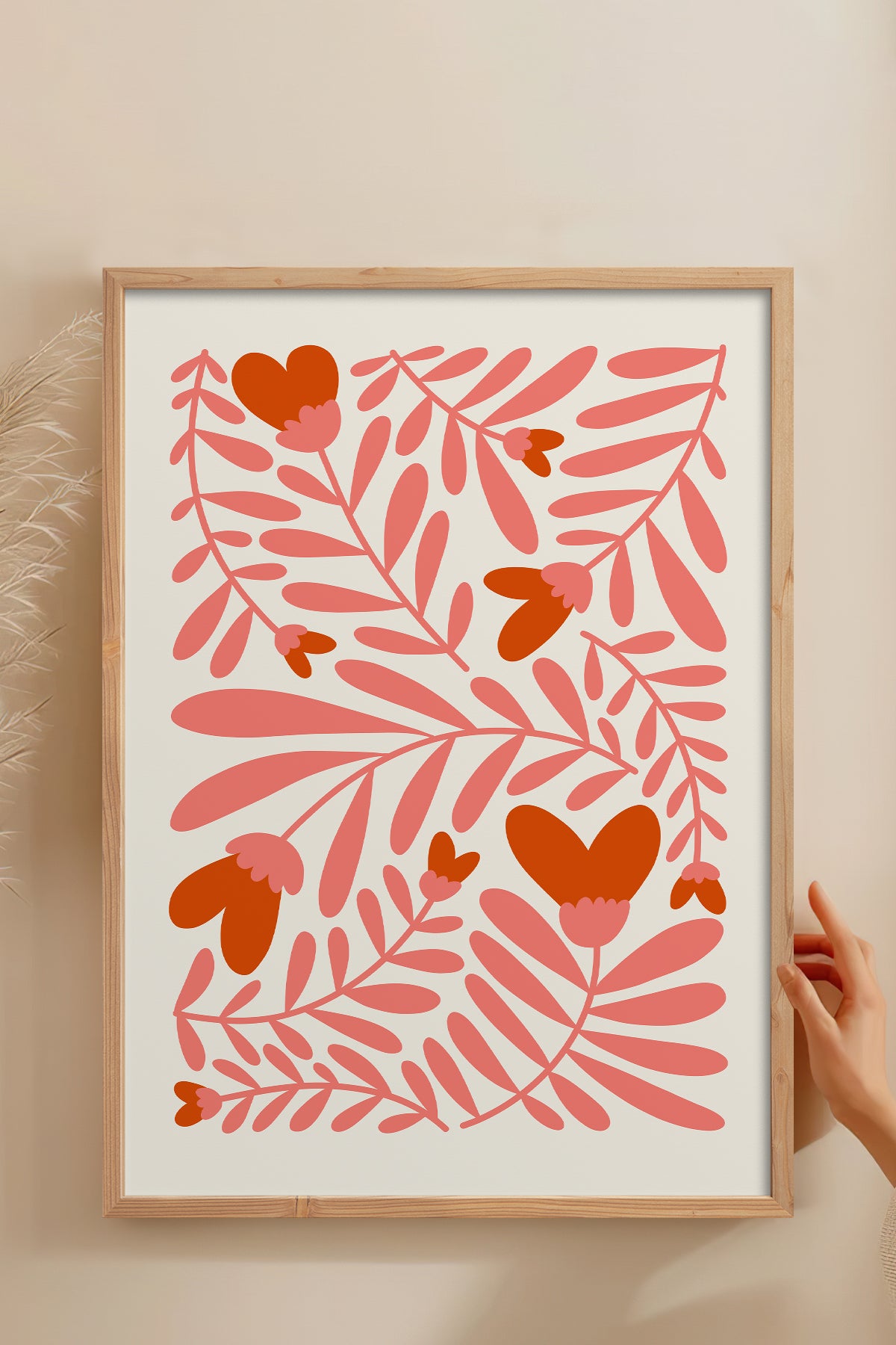 HOMEPACK Ahşap Çerçeveli Tablo Çerçeveli Poster Sanatsal Modern Duvar Dekoru FLOWER-135