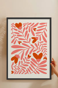 HOMEPACK Ahşap Çerçeveli Tablo Çerçeveli Poster Sanatsal Modern Duvar Dekoru FLOWER-135