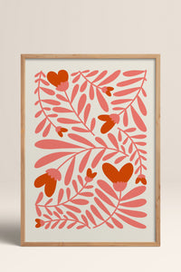HOMEPACK Ahşap Çerçeveli Tablo Çerçeveli Poster Sanatsal Modern Duvar Dekoru FLOWER-135