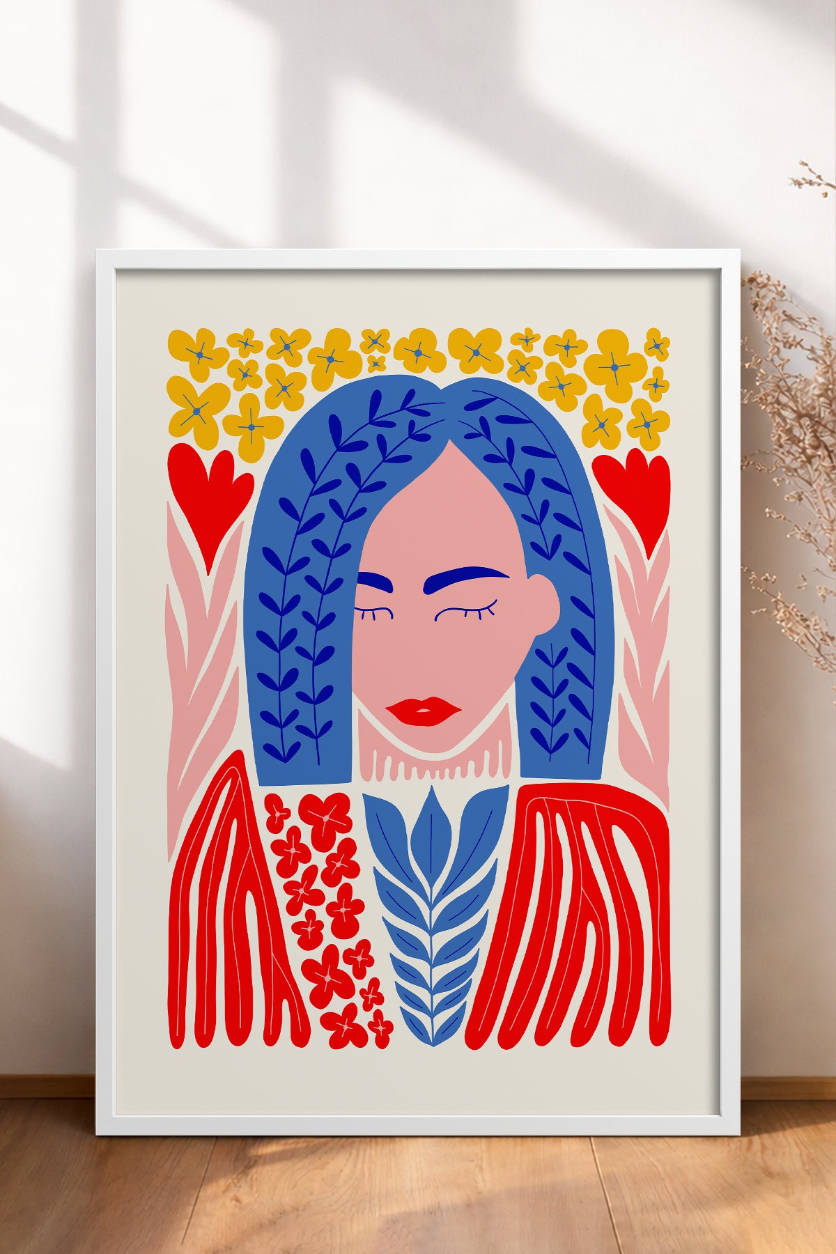 HOMEPACK Ahşap Çerçeveli Tablo Çerçeveli Poster Sanatsal Modern Duvar Dekoru FLOWER-136