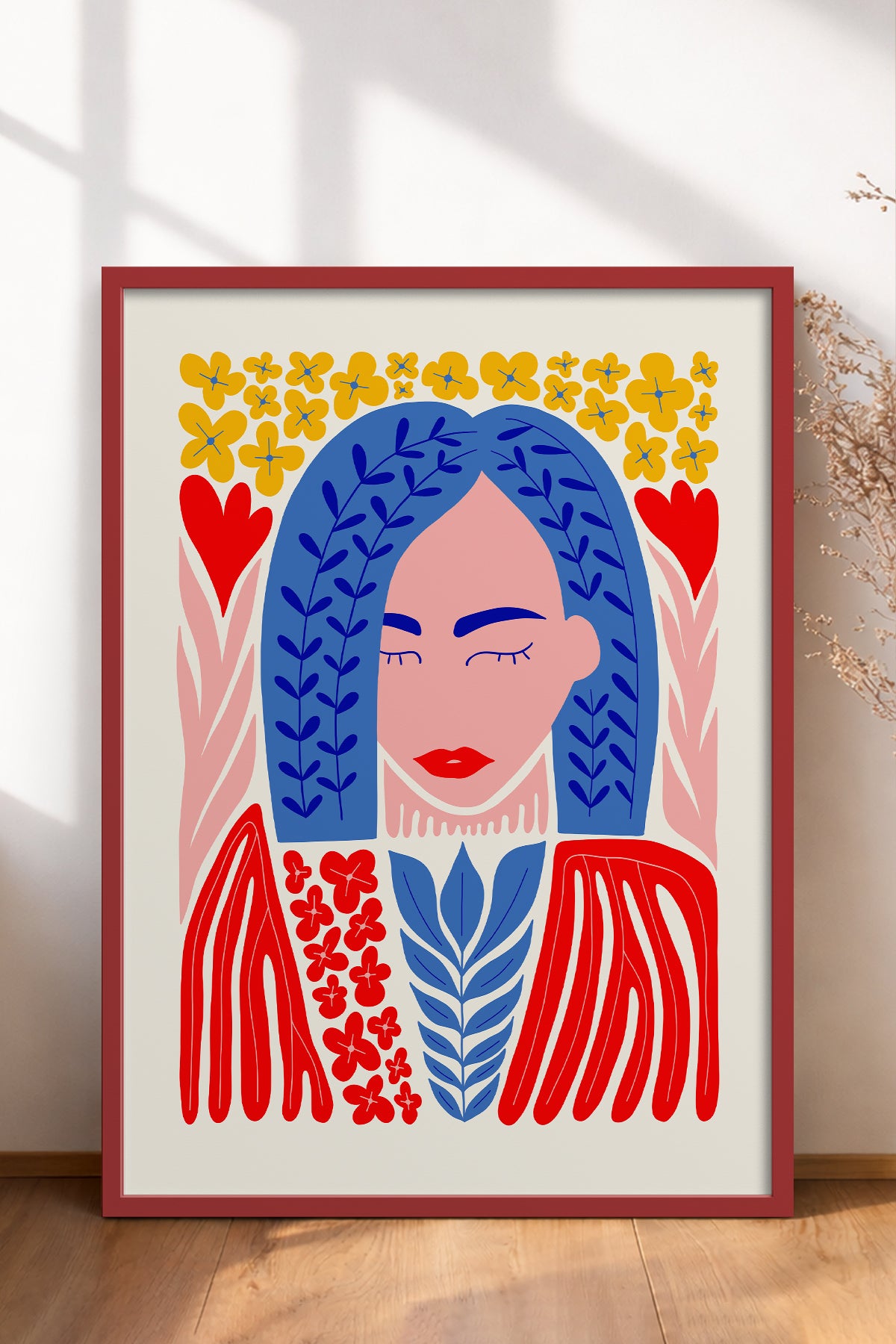 HOMEPACK Ahşap Çerçeveli Tablo Çerçeveli Poster Sanatsal Modern Duvar Dekoru FLOWER-136
