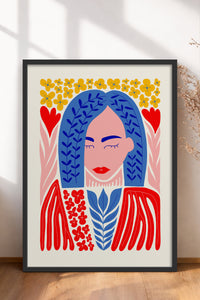 HOMEPACK Ahşap Çerçeveli Tablo Çerçeveli Poster Sanatsal Modern Duvar Dekoru FLOWER-136
