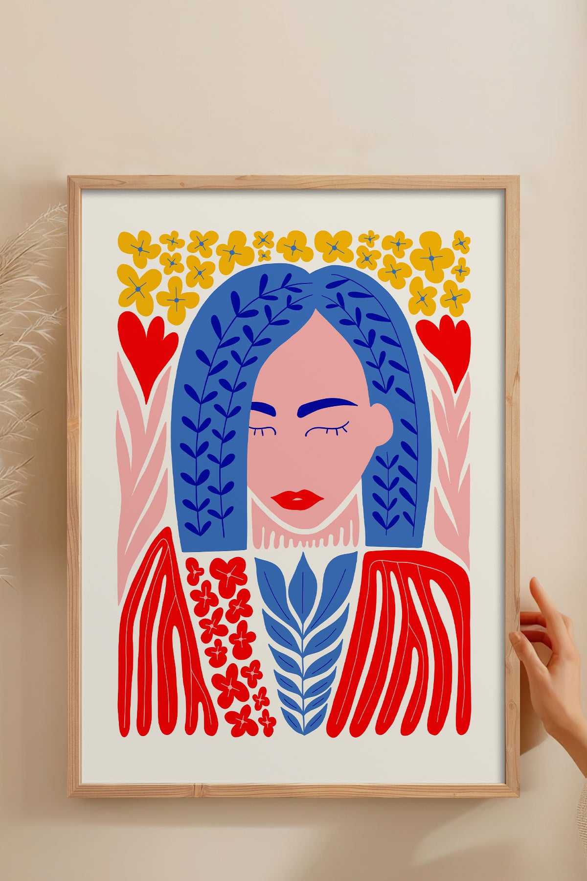 HOMEPACK Ahşap Çerçeveli Tablo Çerçeveli Poster Sanatsal Modern Duvar Dekoru FLOWER-136