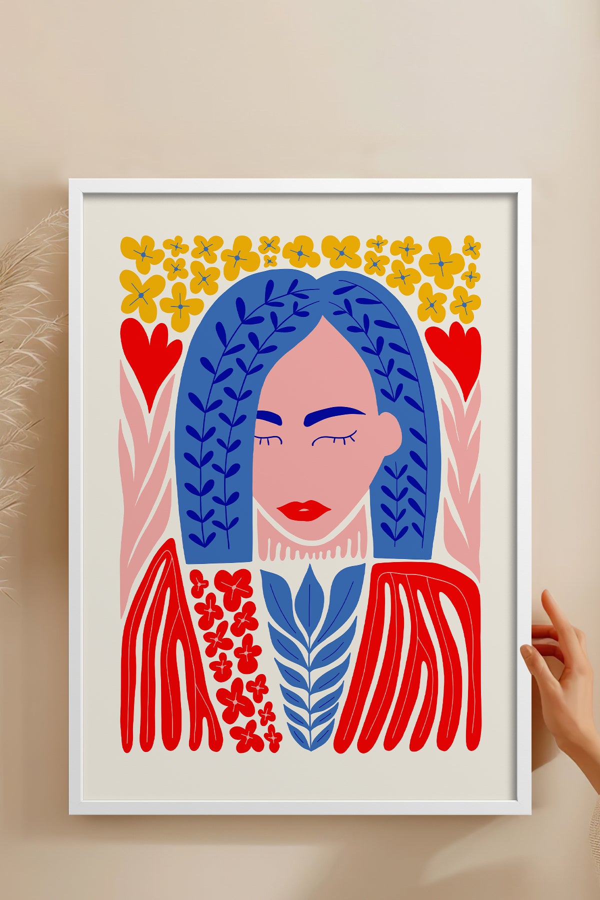 HOMEPACK Ahşap Çerçeveli Tablo Çerçeveli Poster Sanatsal Modern Duvar Dekoru FLOWER-136