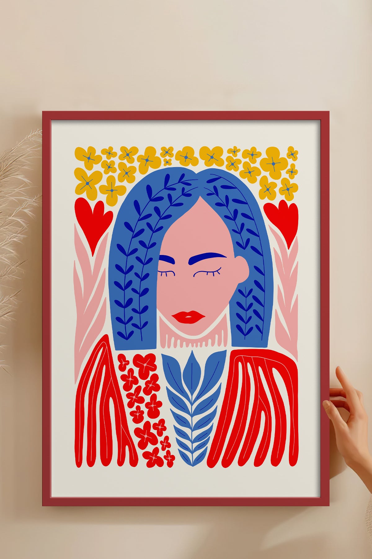 HOMEPACK Ahşap Çerçeveli Tablo Çerçeveli Poster Sanatsal Modern Duvar Dekoru FLOWER-136