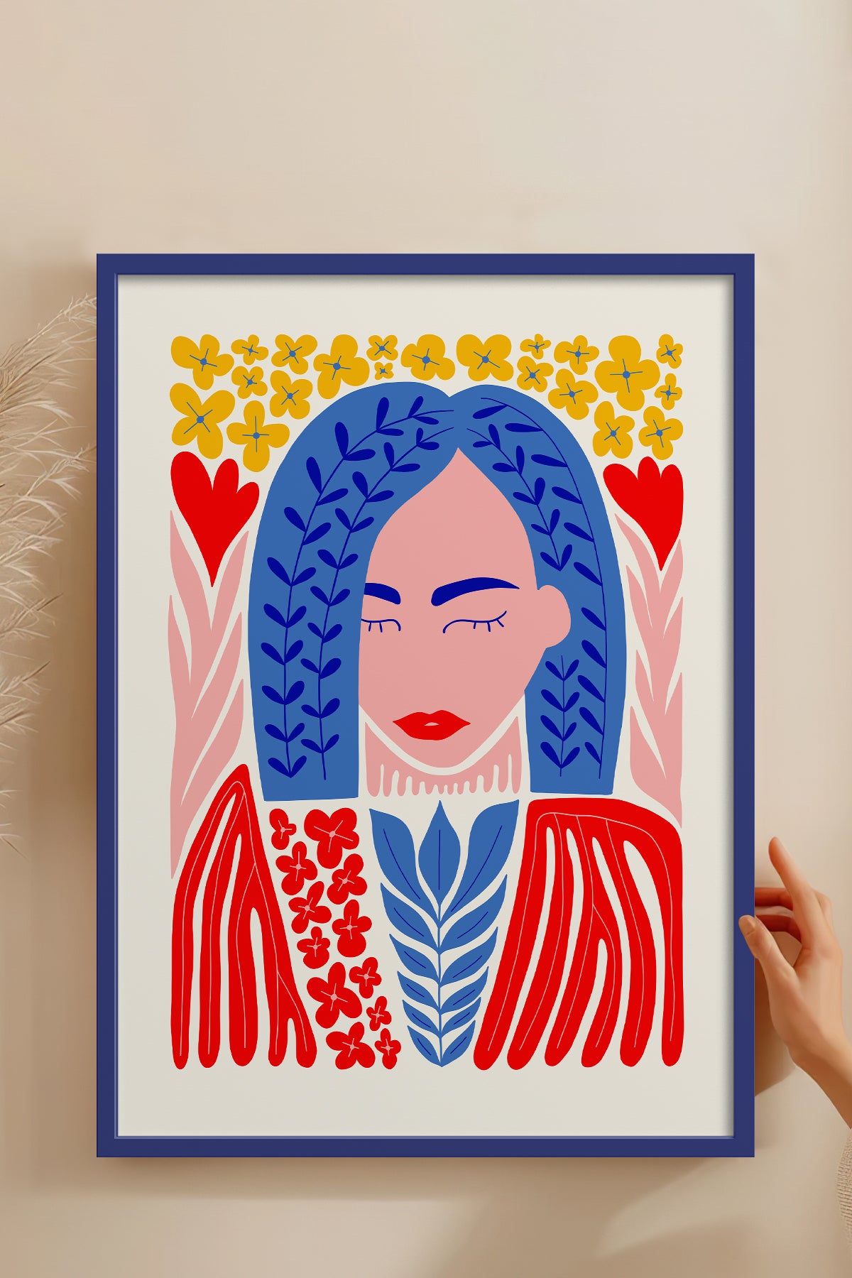 HOMEPACK Ahşap Çerçeveli Tablo Çerçeveli Poster Sanatsal Modern Duvar Dekoru FLOWER-136