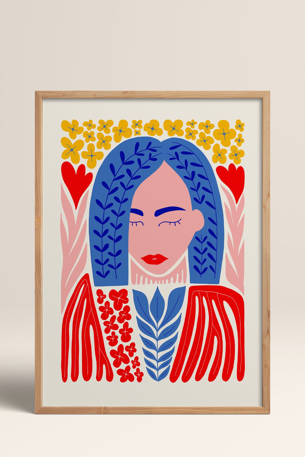 HOMEPACK Ahşap Çerçeveli Tablo Çerçeveli Poster Sanatsal Modern Duvar Dekoru FLOWER-136