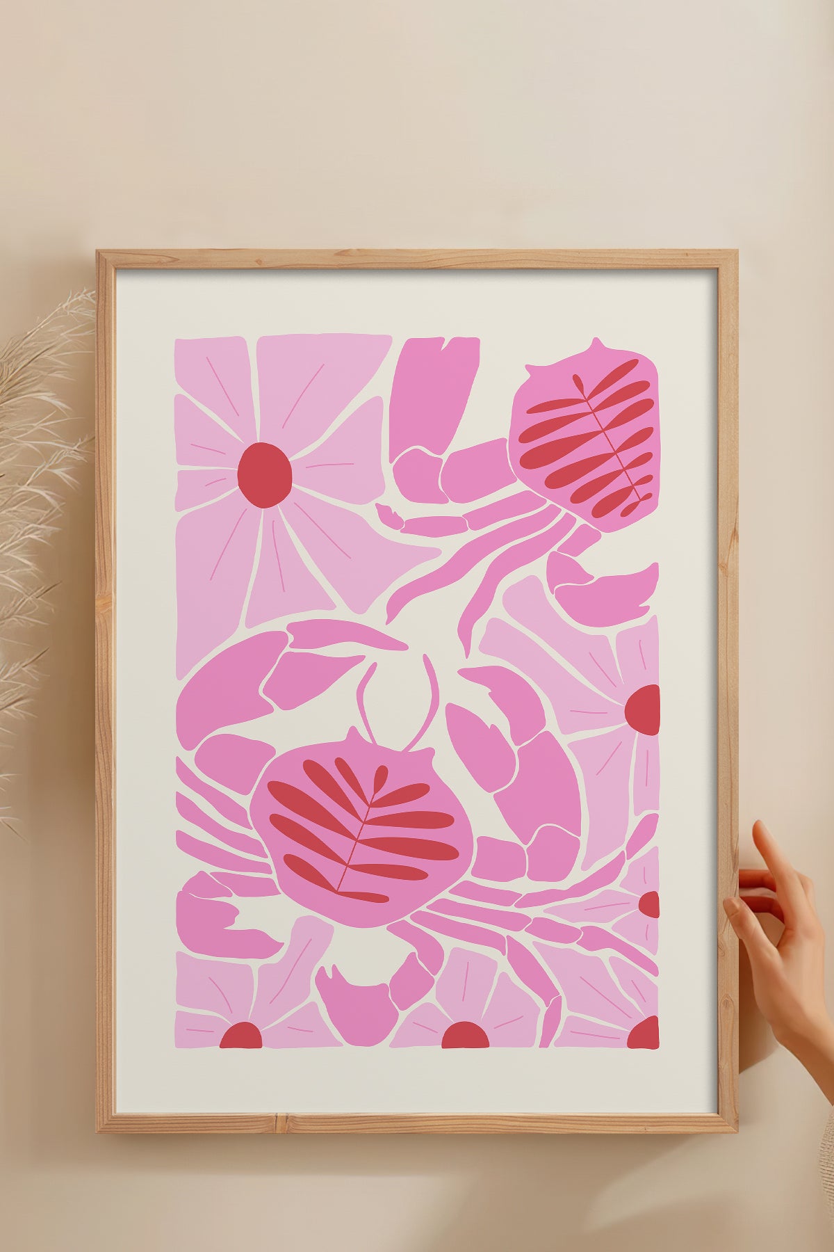 HOMEPACK Ahşap Çerçeveli Tablo Çerçeveli Poster Sanatsal Modern Duvar Dekoru FLOWER-137