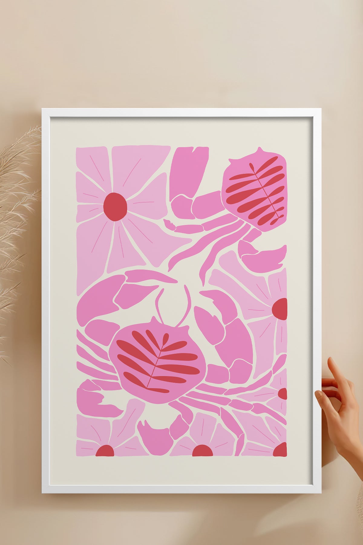 HOMEPACK Ahşap Çerçeveli Tablo Çerçeveli Poster Sanatsal Modern Duvar Dekoru FLOWER-137