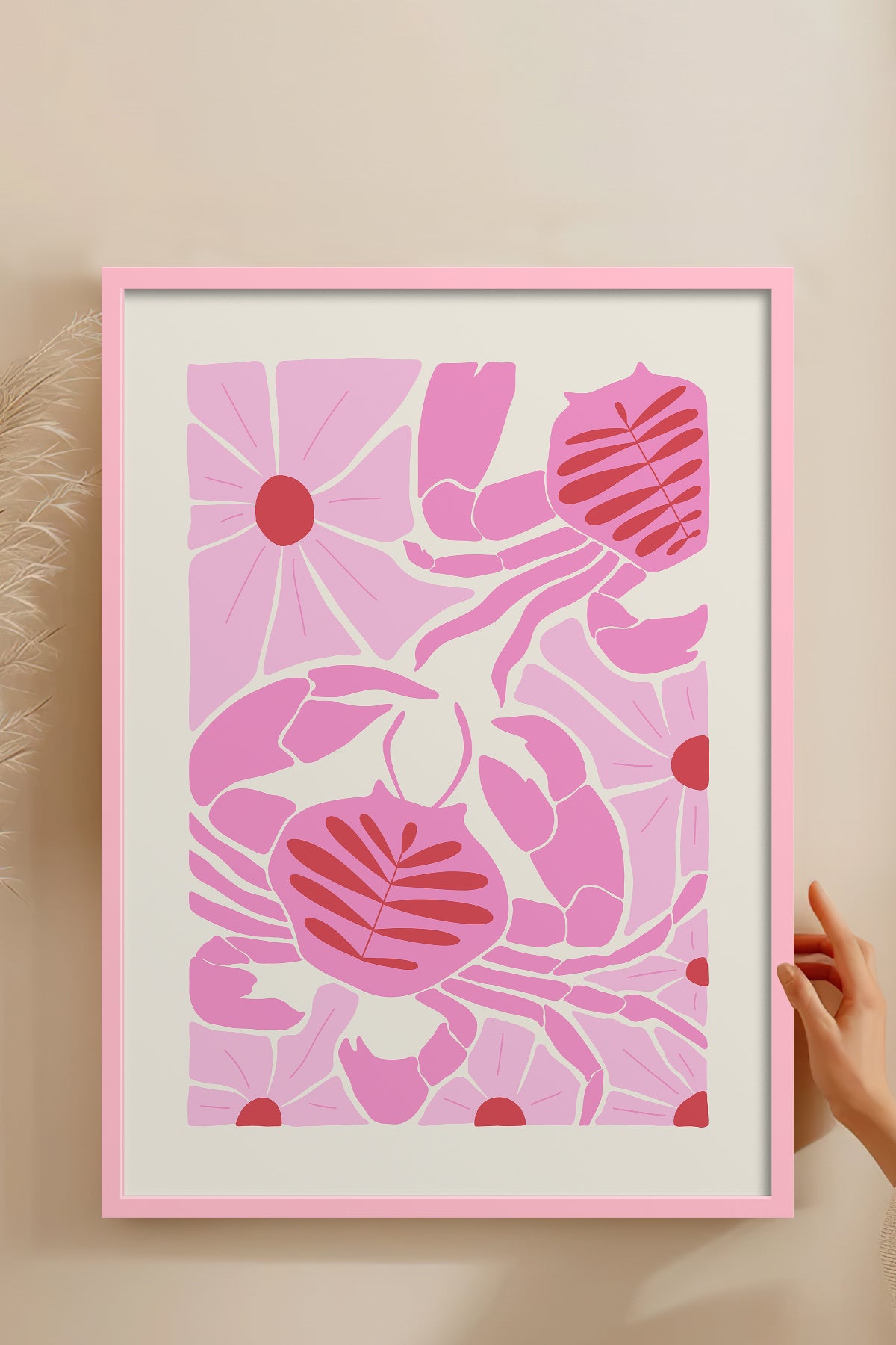 HOMEPACK Ahşap Çerçeveli Tablo Çerçeveli Poster Sanatsal Modern Duvar Dekoru FLOWER-137