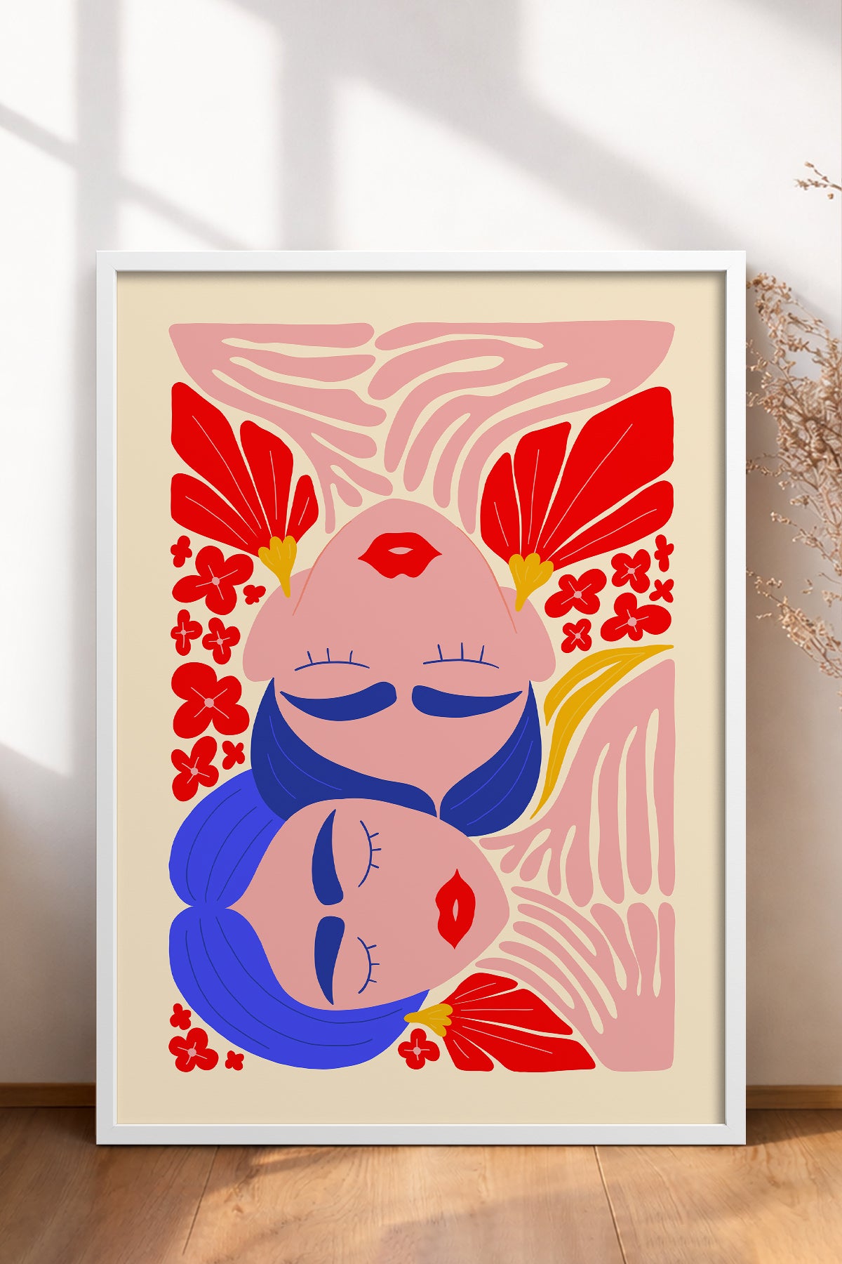 HOMEPACK Ahşap Çerçeveli Tablo Çerçeveli Poster Sanatsal Modern Duvar Dekoru FLOWER-138