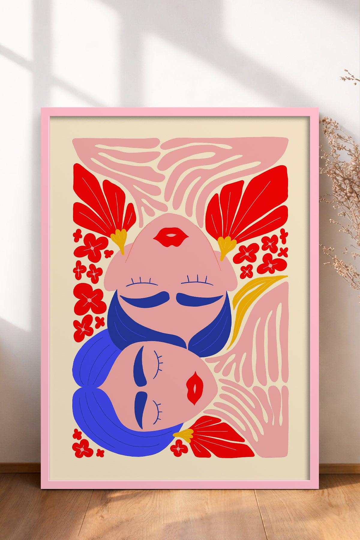 HOMEPACK Ahşap Çerçeveli Tablo Çerçeveli Poster Sanatsal Modern Duvar Dekoru FLOWER-138