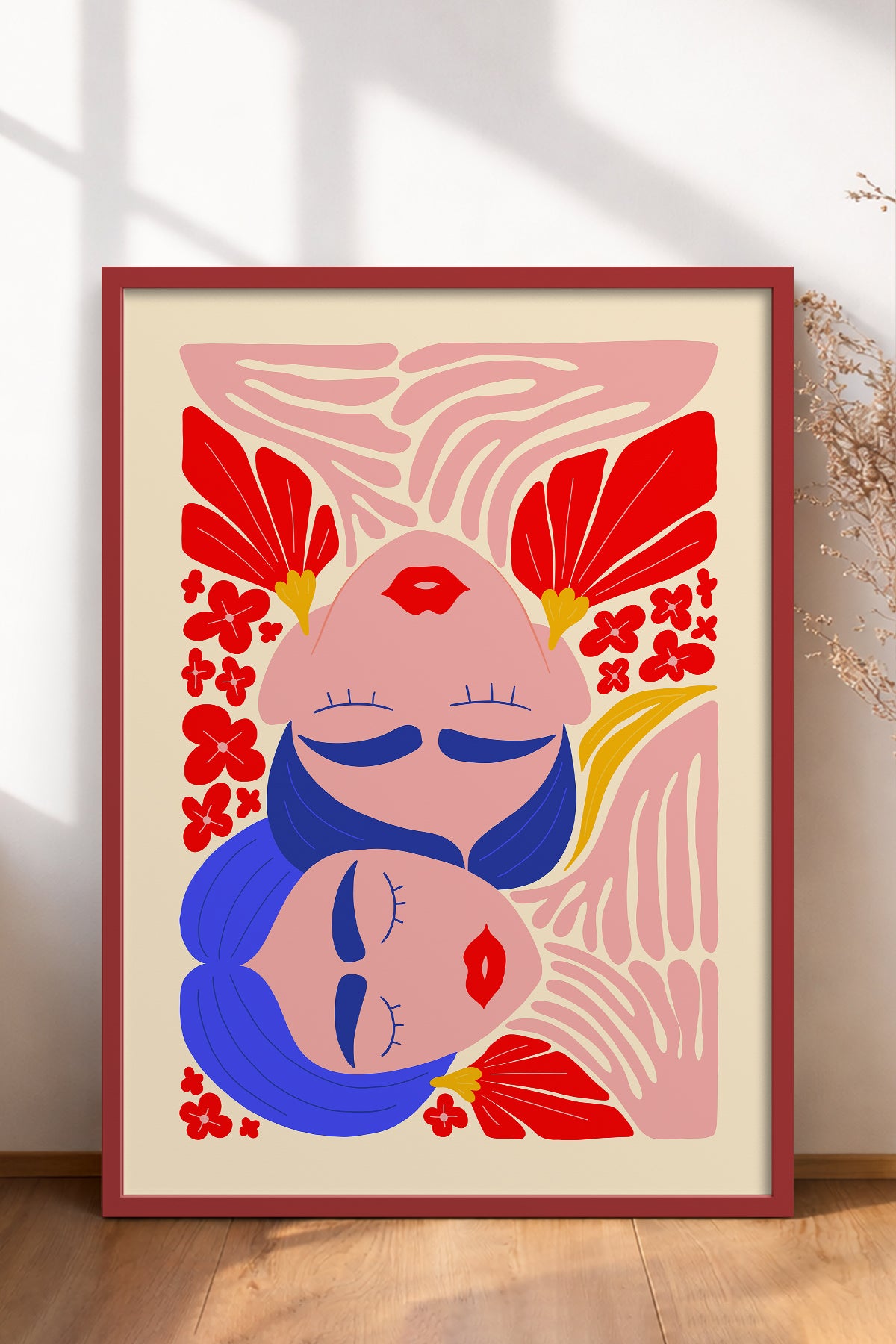 HOMEPACK Ahşap Çerçeveli Tablo Çerçeveli Poster Sanatsal Modern Duvar Dekoru FLOWER-138