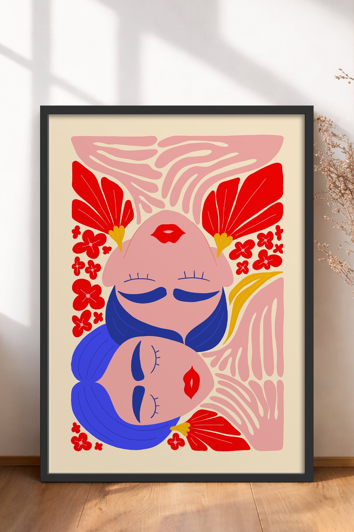 HOMEPACK Ahşap Çerçeveli Tablo Çerçeveli Poster Sanatsal Modern Duvar Dekoru FLOWER-138