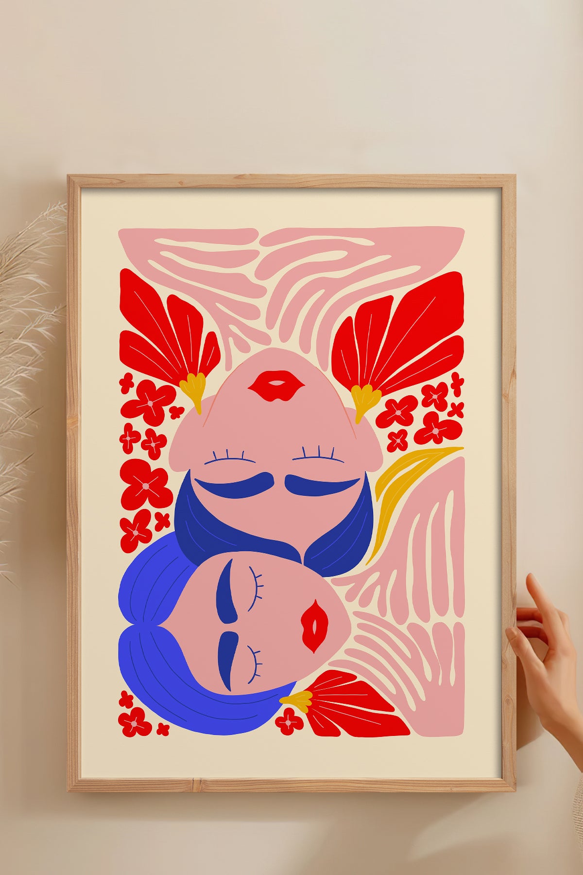 HOMEPACK Ahşap Çerçeveli Tablo Çerçeveli Poster Sanatsal Modern Duvar Dekoru FLOWER-138