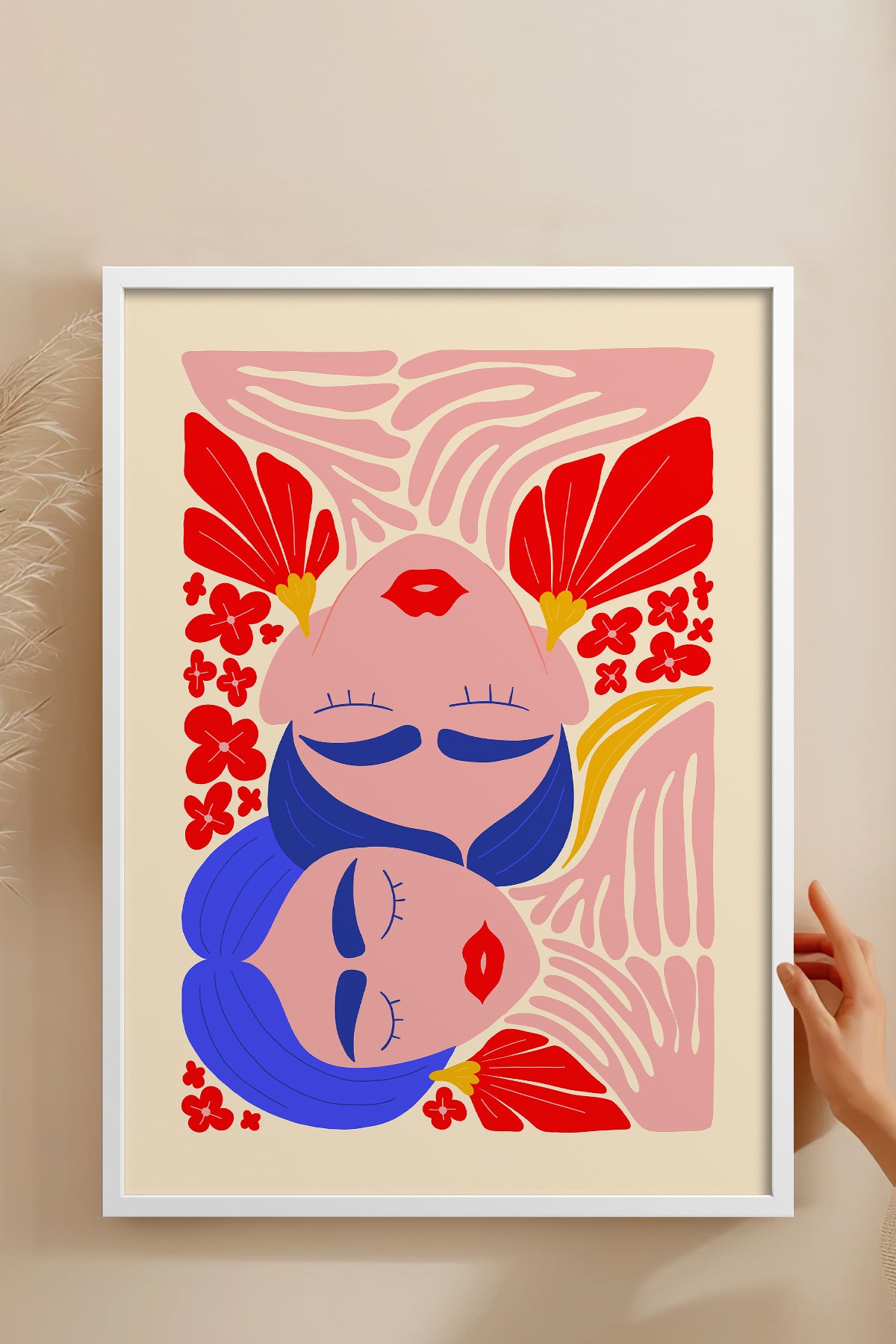 HOMEPACK Ahşap Çerçeveli Tablo Çerçeveli Poster Sanatsal Modern Duvar Dekoru FLOWER-138