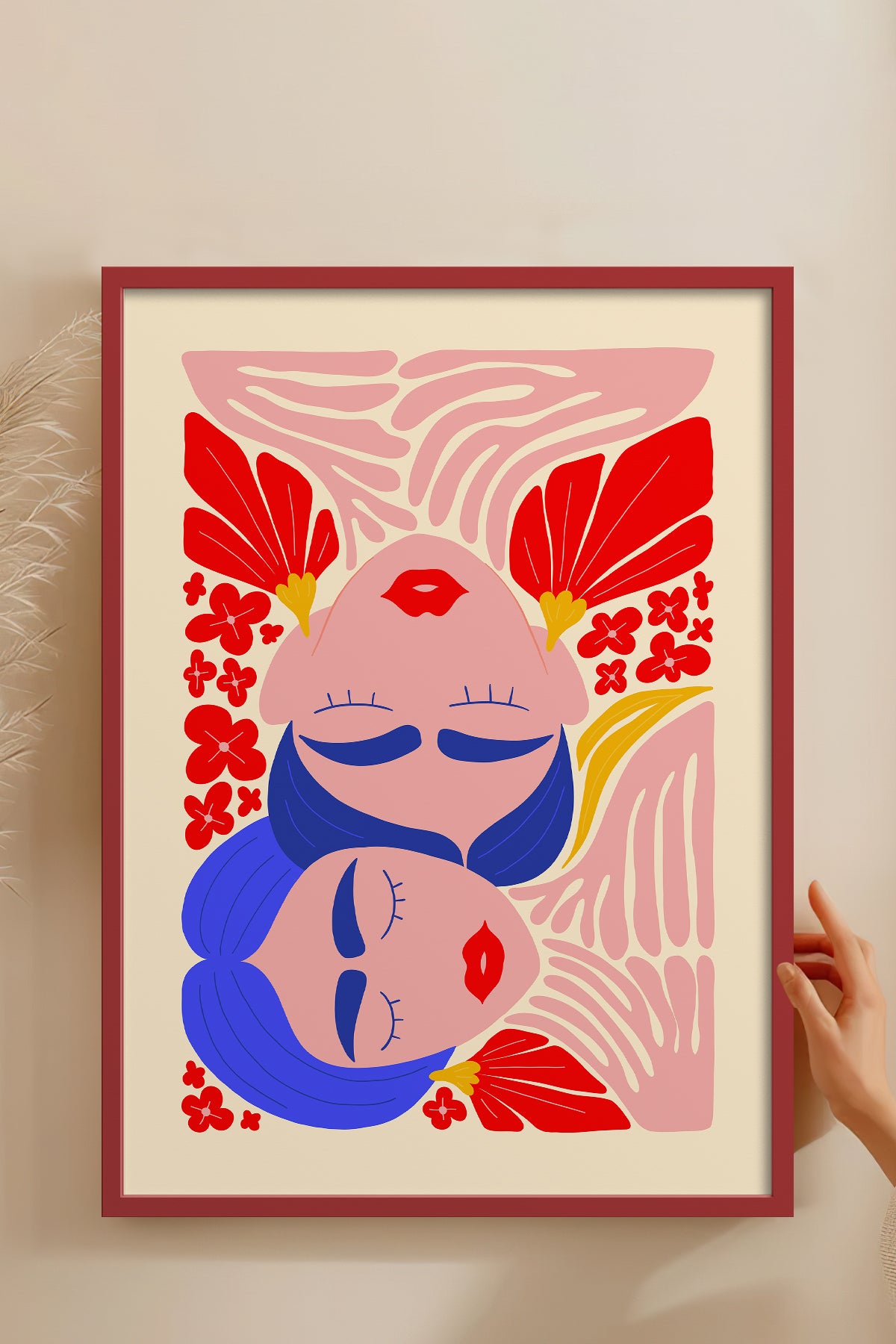 HOMEPACK Ahşap Çerçeveli Tablo Çerçeveli Poster Sanatsal Modern Duvar Dekoru FLOWER-138