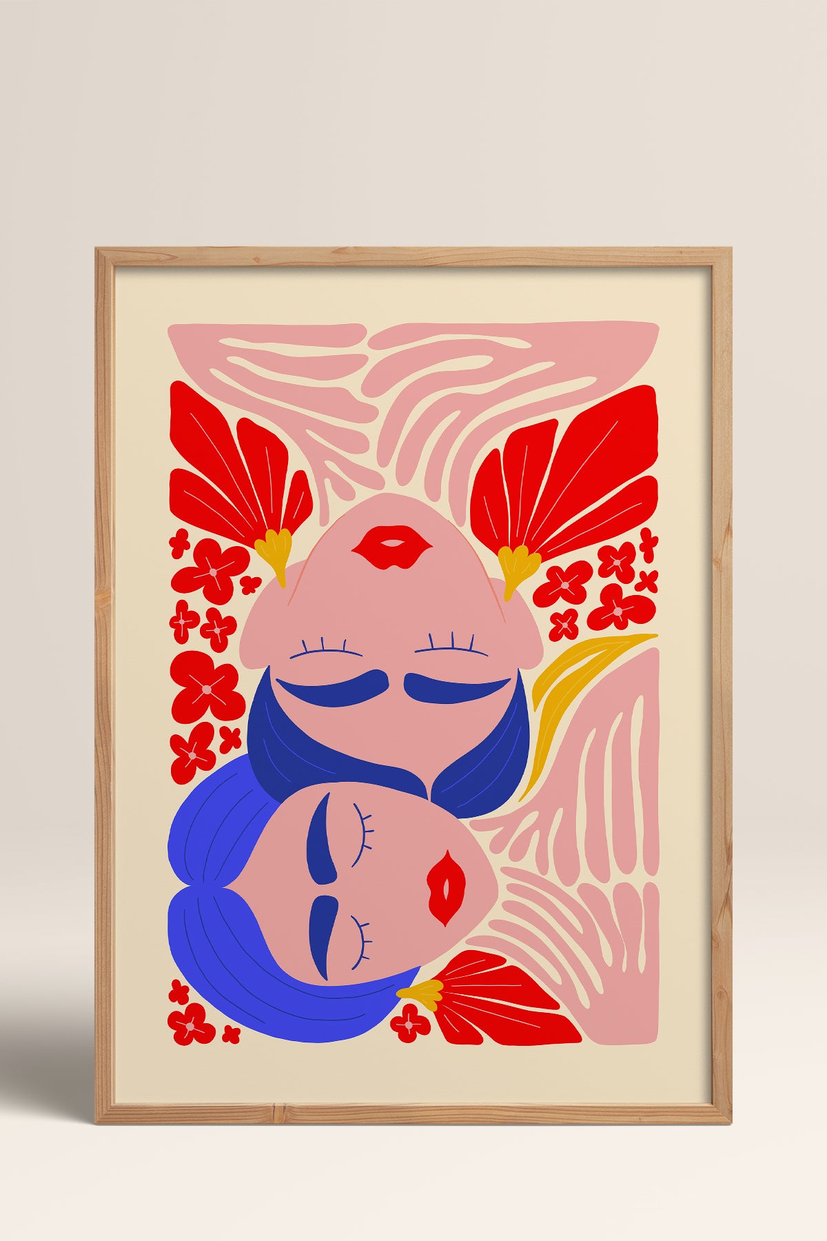 HOMEPACK Ahşap Çerçeveli Tablo Çerçeveli Poster Sanatsal Modern Duvar Dekoru FLOWER-138