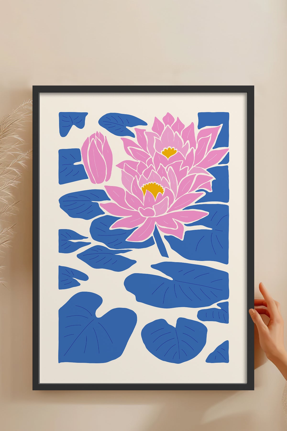 HOMEPACK Ahşap Çerçeveli Tablo Çerçeveli Poster Sanatsal Modern Duvar Dekoru FLOWER-141