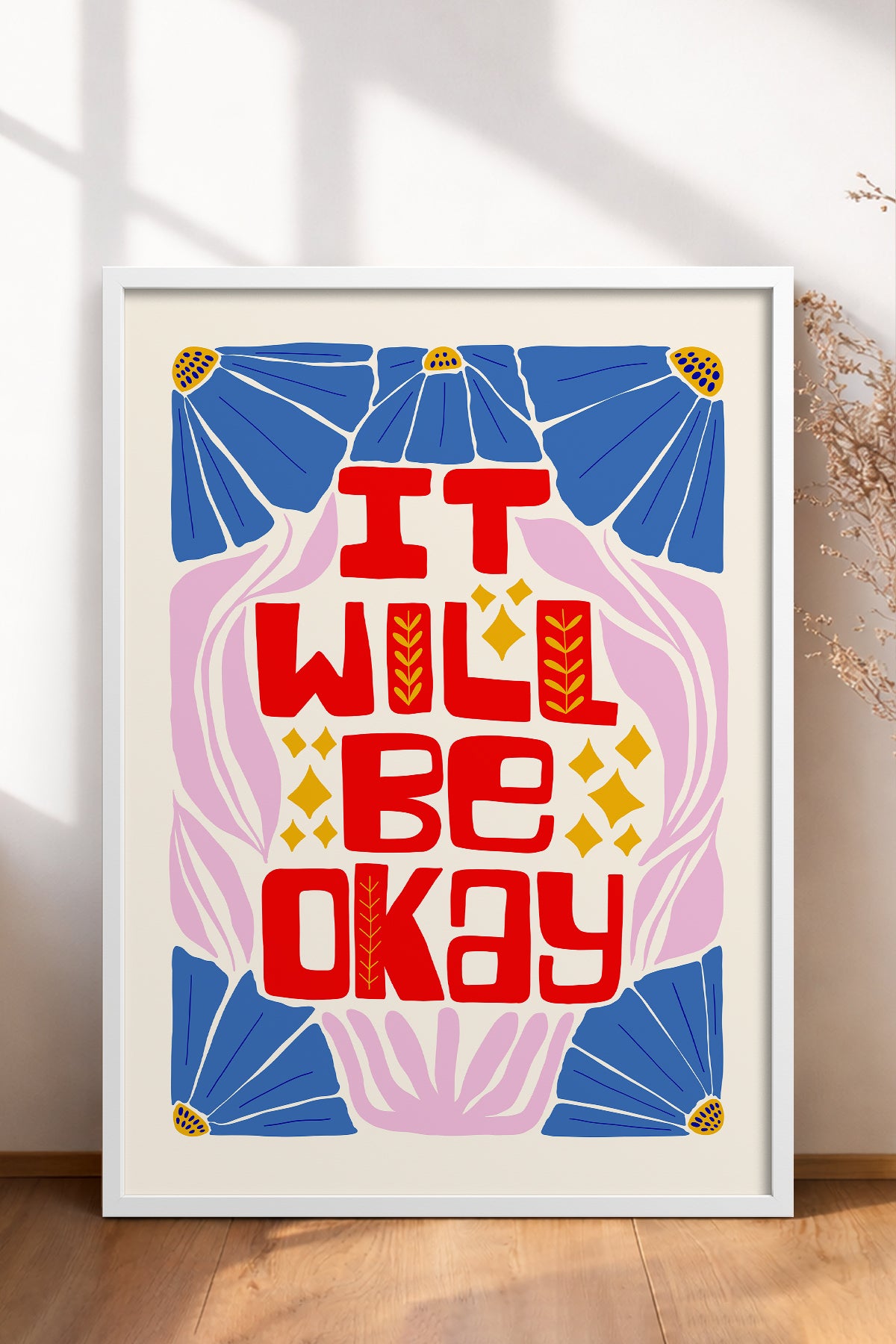 HOMEPACK Ahşap Çerçeveli Tablo Çerçeveli Poster Sanatsal Modern Duvar Dekoru FLOWER-142