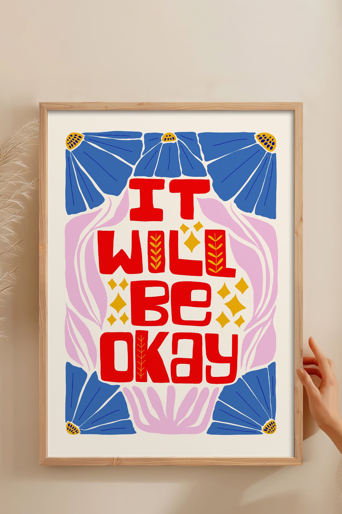 HOMEPACK Ahşap Çerçeveli Tablo Çerçeveli Poster Sanatsal Modern Duvar Dekoru FLOWER-142