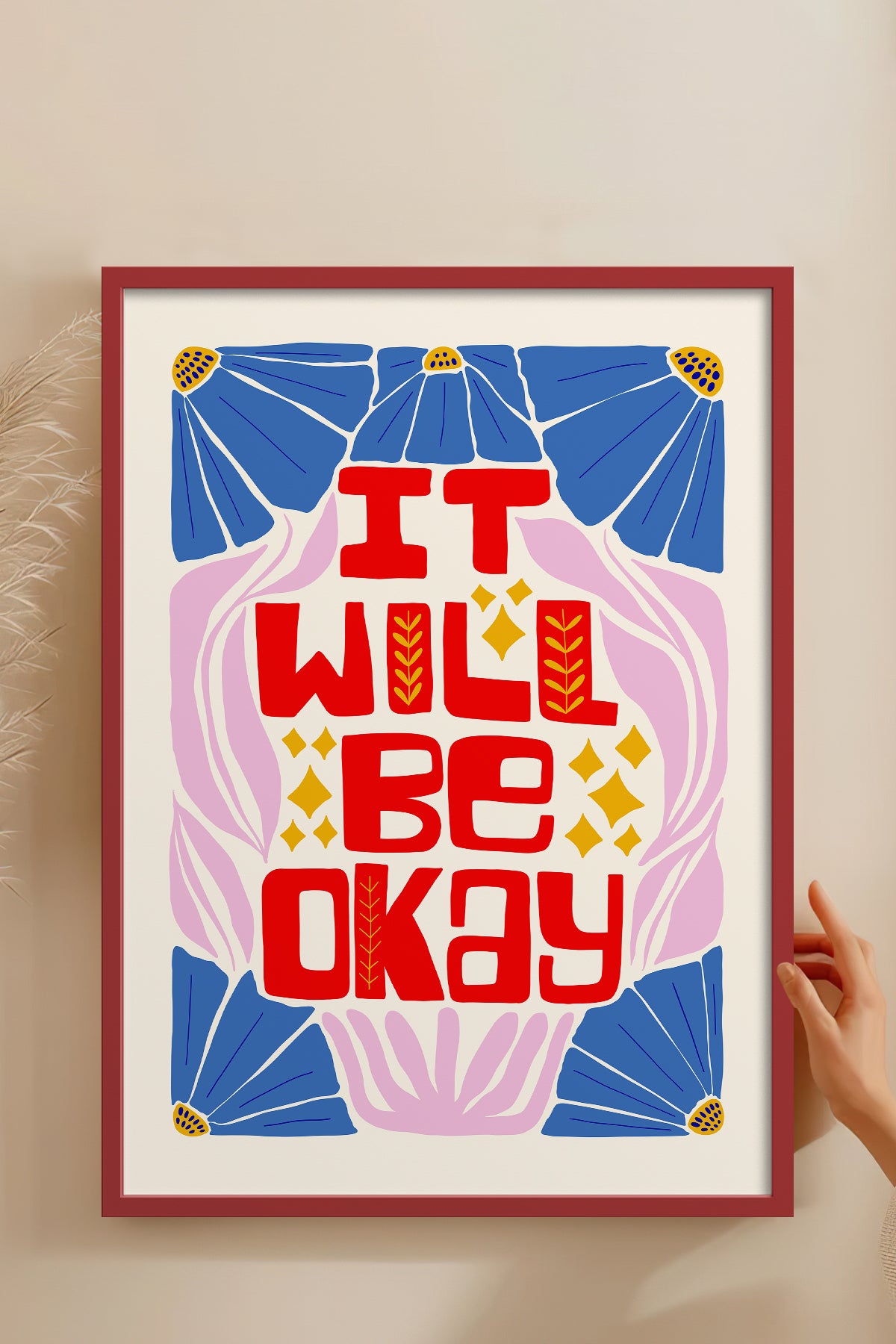 HOMEPACK Ahşap Çerçeveli Tablo Çerçeveli Poster Sanatsal Modern Duvar Dekoru FLOWER-142