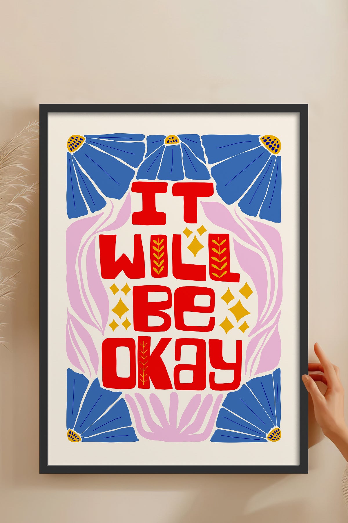 HOMEPACK Ahşap Çerçeveli Tablo Çerçeveli Poster Sanatsal Modern Duvar Dekoru FLOWER-142