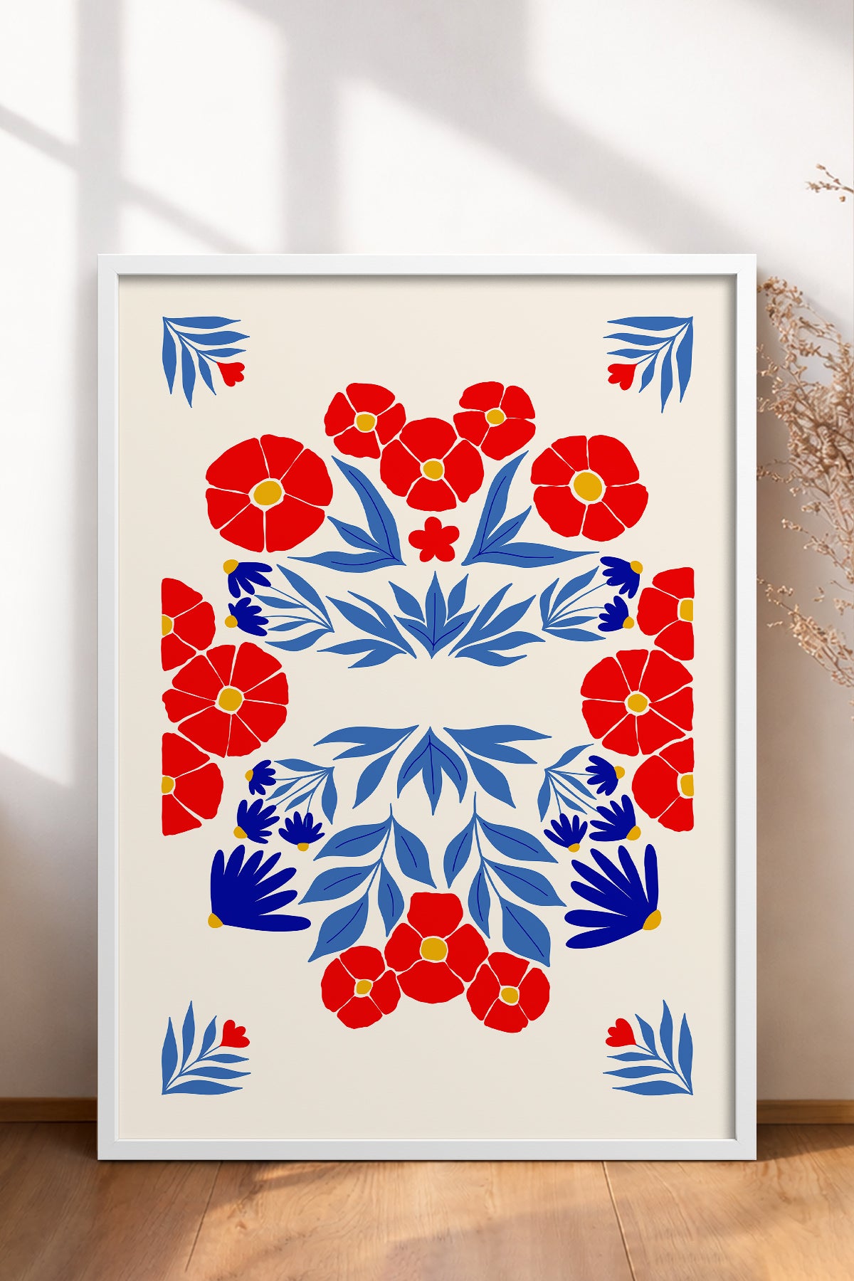 HOMEPACK Ahşap Çerçeveli Tablo Çerçeveli Poster Sanatsal Modern Duvar Dekoru FLOWER-145