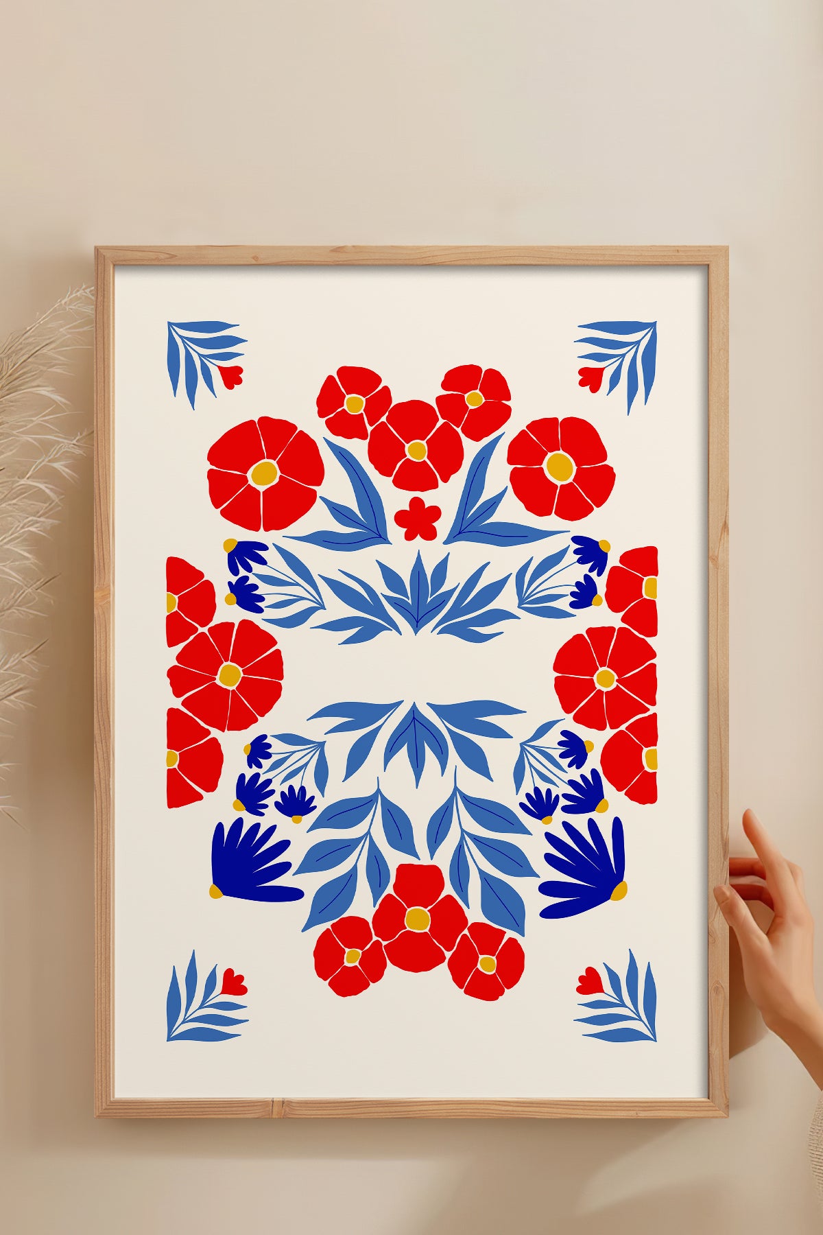 HOMEPACK Ahşap Çerçeveli Tablo Çerçeveli Poster Sanatsal Modern Duvar Dekoru FLOWER-145