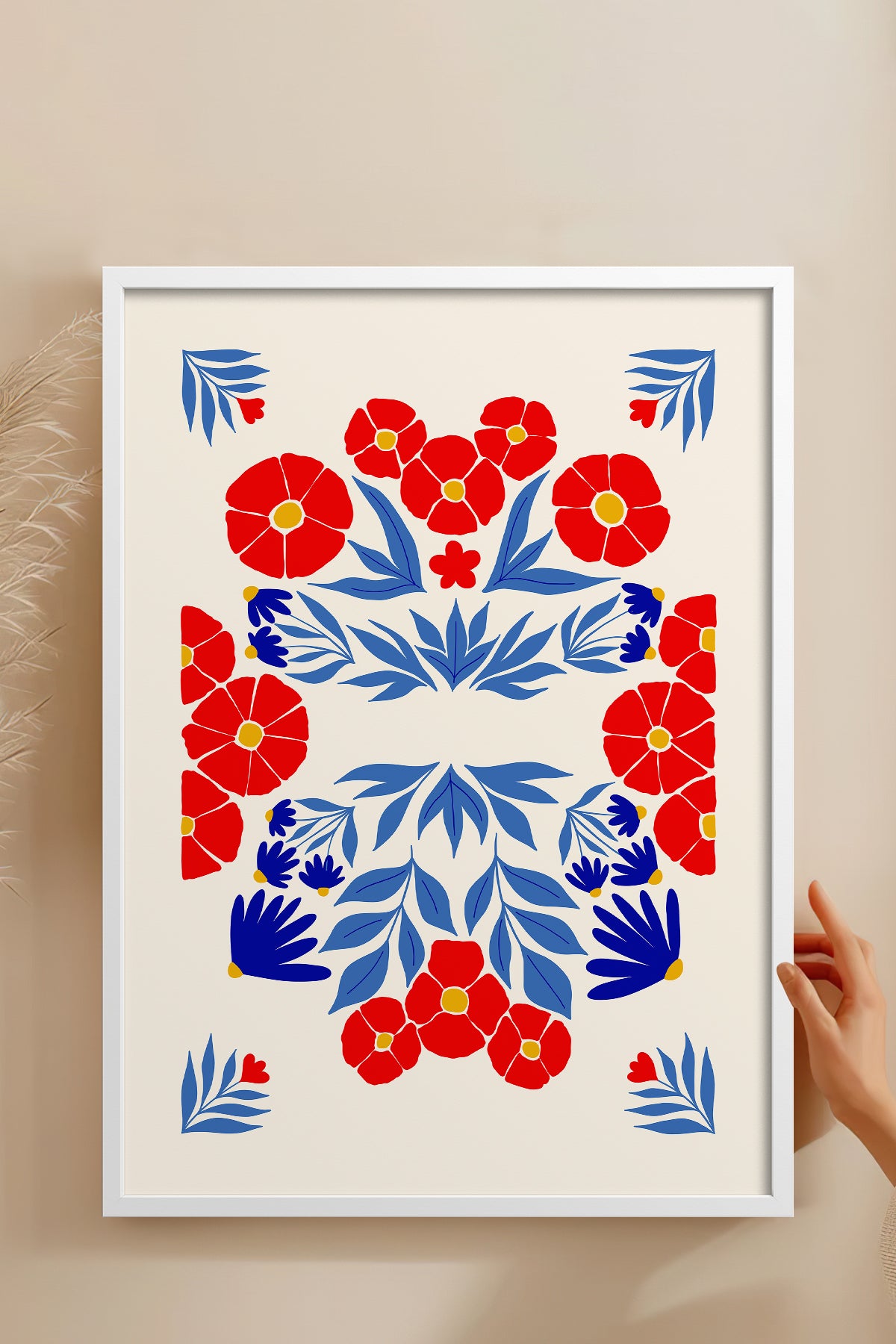 HOMEPACK Ahşap Çerçeveli Tablo Çerçeveli Poster Sanatsal Modern Duvar Dekoru FLOWER-145